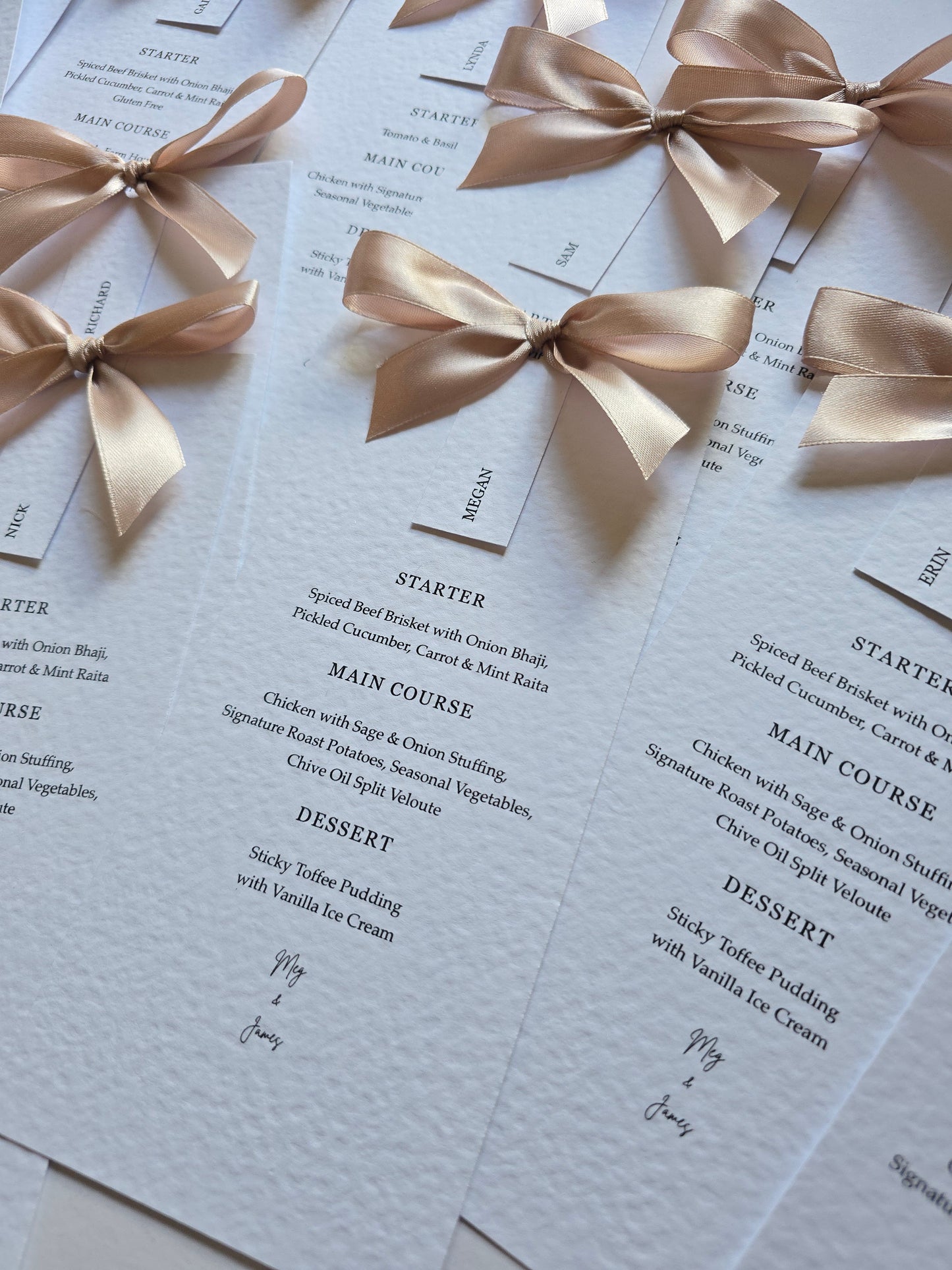 Menu with Bow & Name Tag