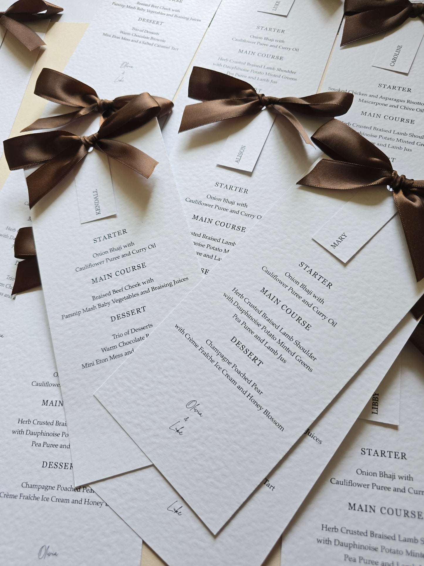 Menu with Bow & Name Tag
