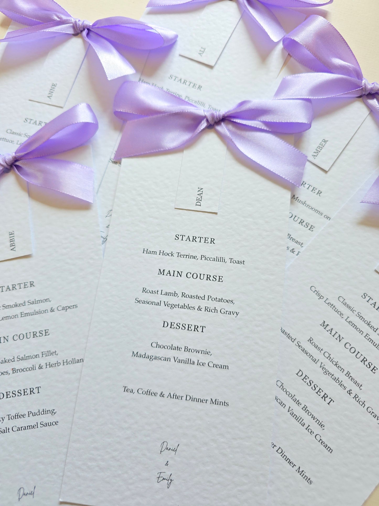 Menu with Bow & Name Tag