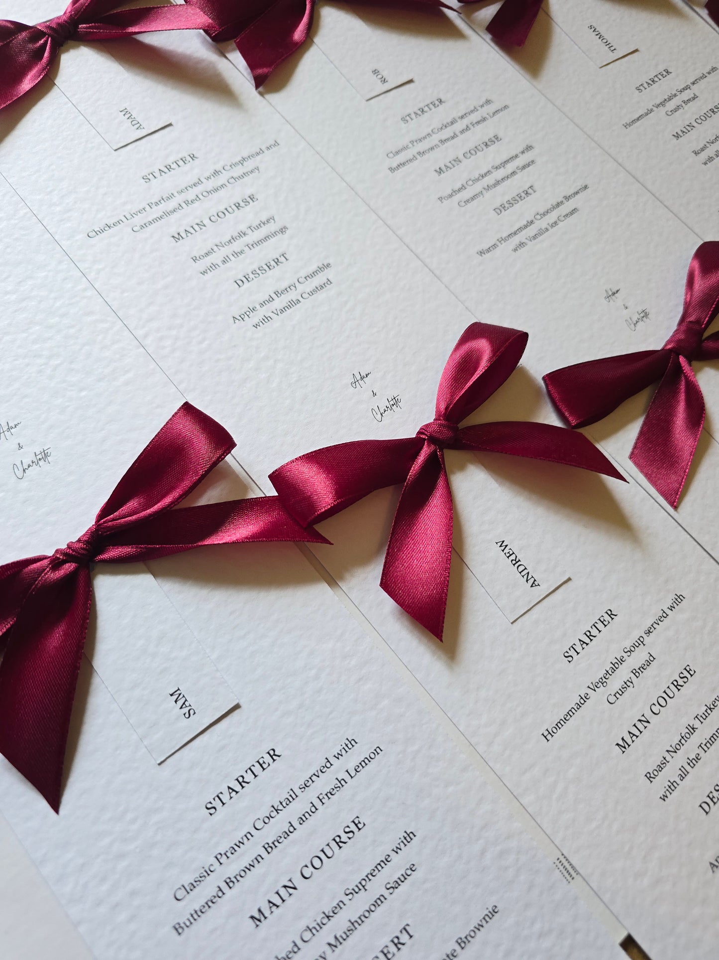 Menu with Bow & Name Tag