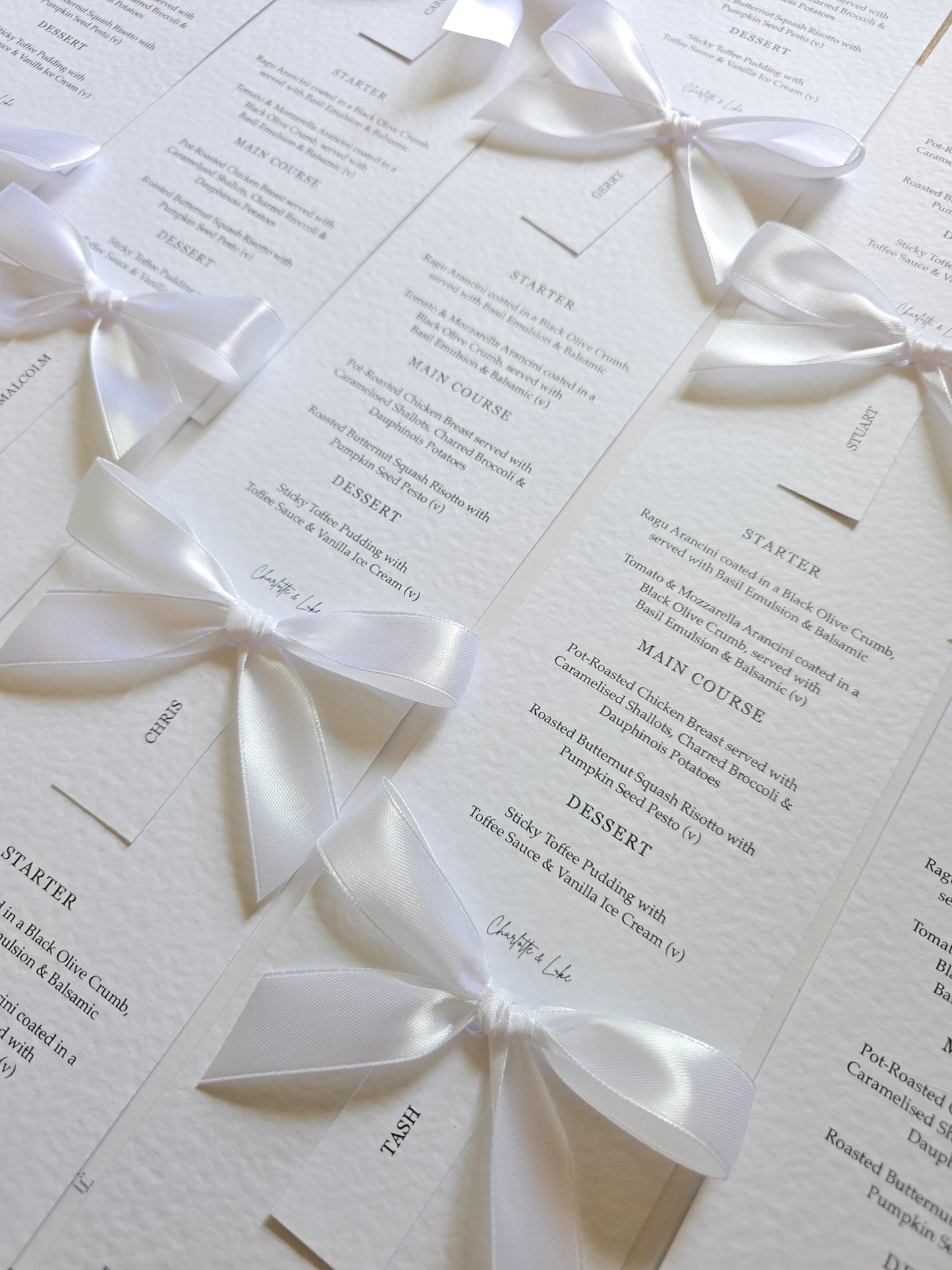 Menu with Bow & Name Tag