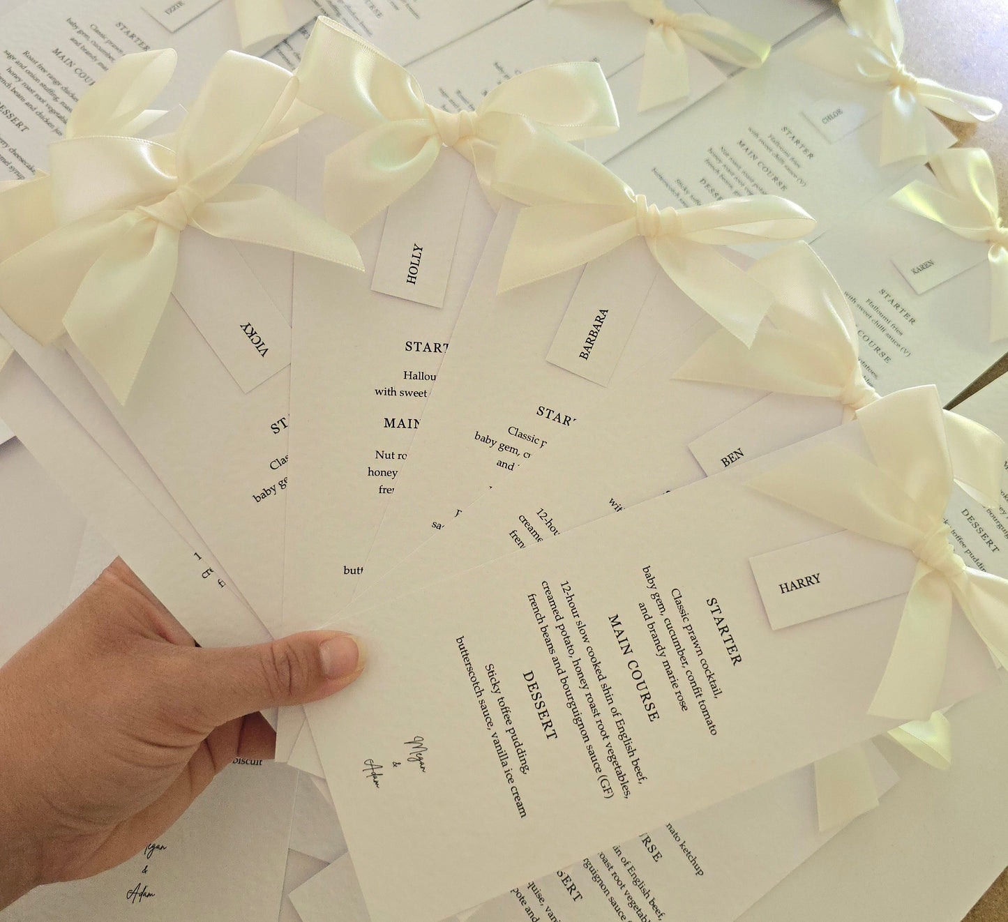 Menu with Bow & Name Tag