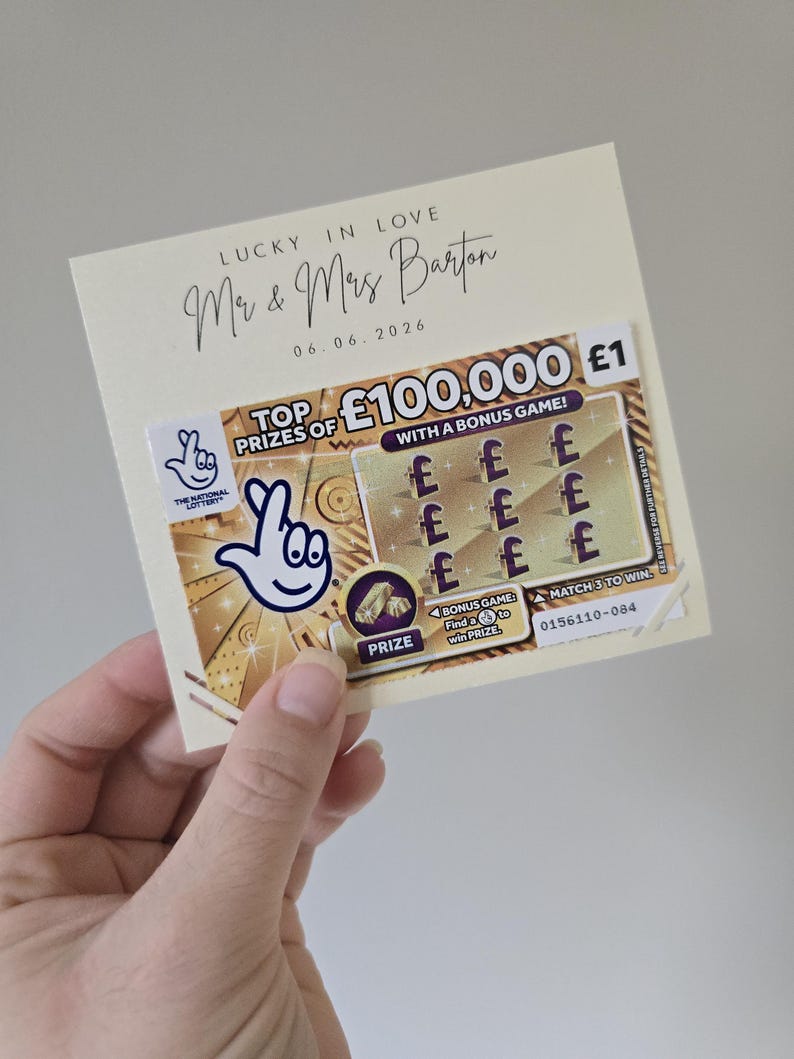 Scratch Card Holder, Lotto Wedding Favour
