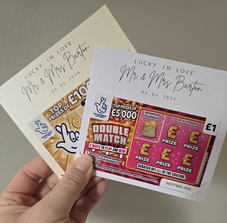 Scratch Card Holder, Lotto Wedding Favour