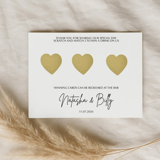 Wedding Favour Scratch Card, Match 3 to Win a Drink